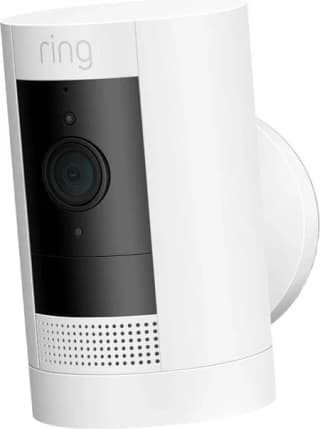 Ring Stick Up Cam Battery (3e génération) caméra intérieure/extérieure sur batterie 1080p / blanc (aussi noir) / unité sans panneau solaire — photo officielle