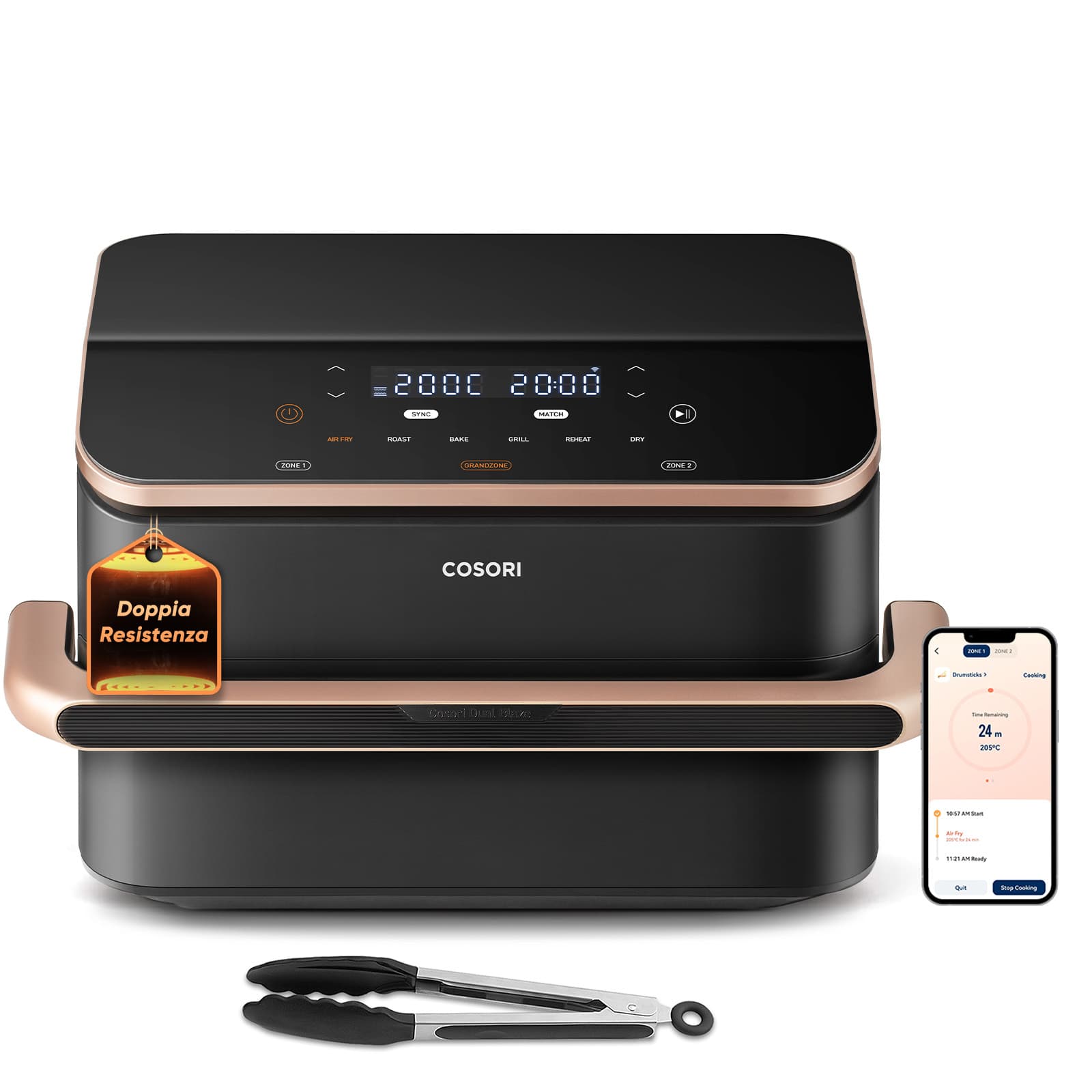 Cosori Dual Blaze TwinFry Chef Edition 10 L 10 L (2 x 5 L, séparateur amovible) / 2800 W / noir