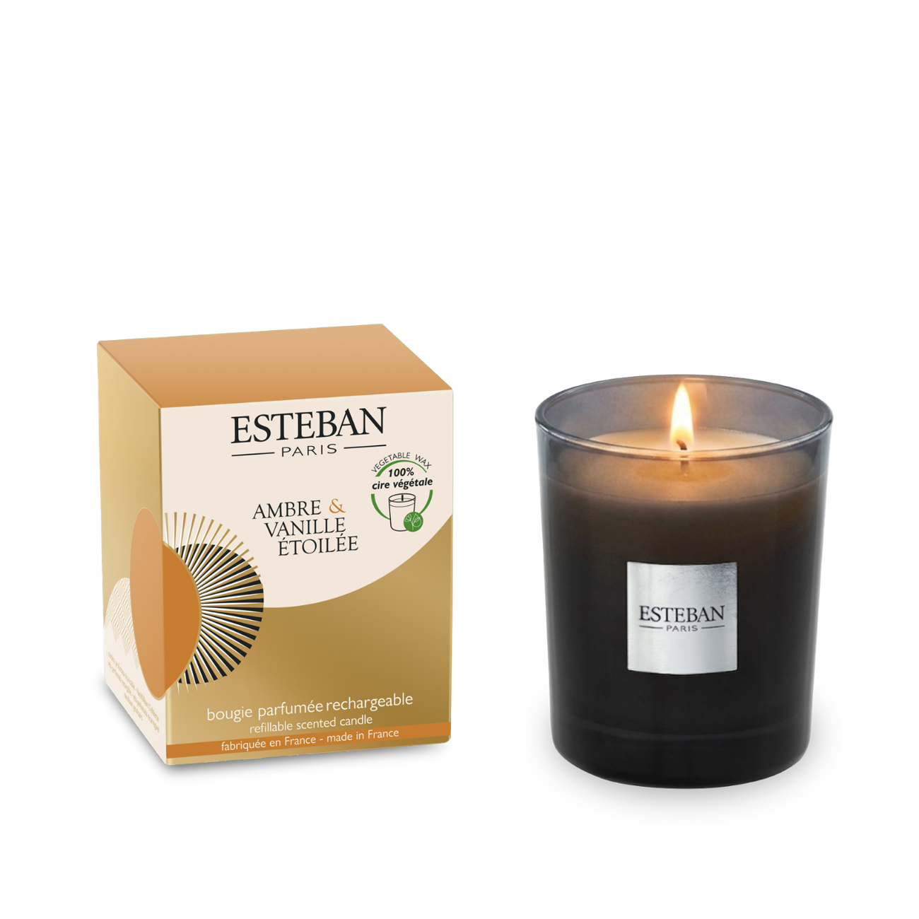 Esteban Bougie Ambre rechargeable