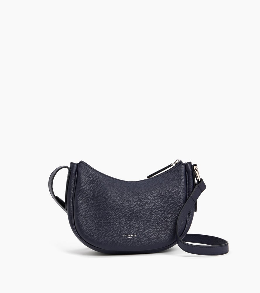 Le Tanneur Petit sac bandoulière Madeleine cuir de taurillon grainé - Bleu nuit