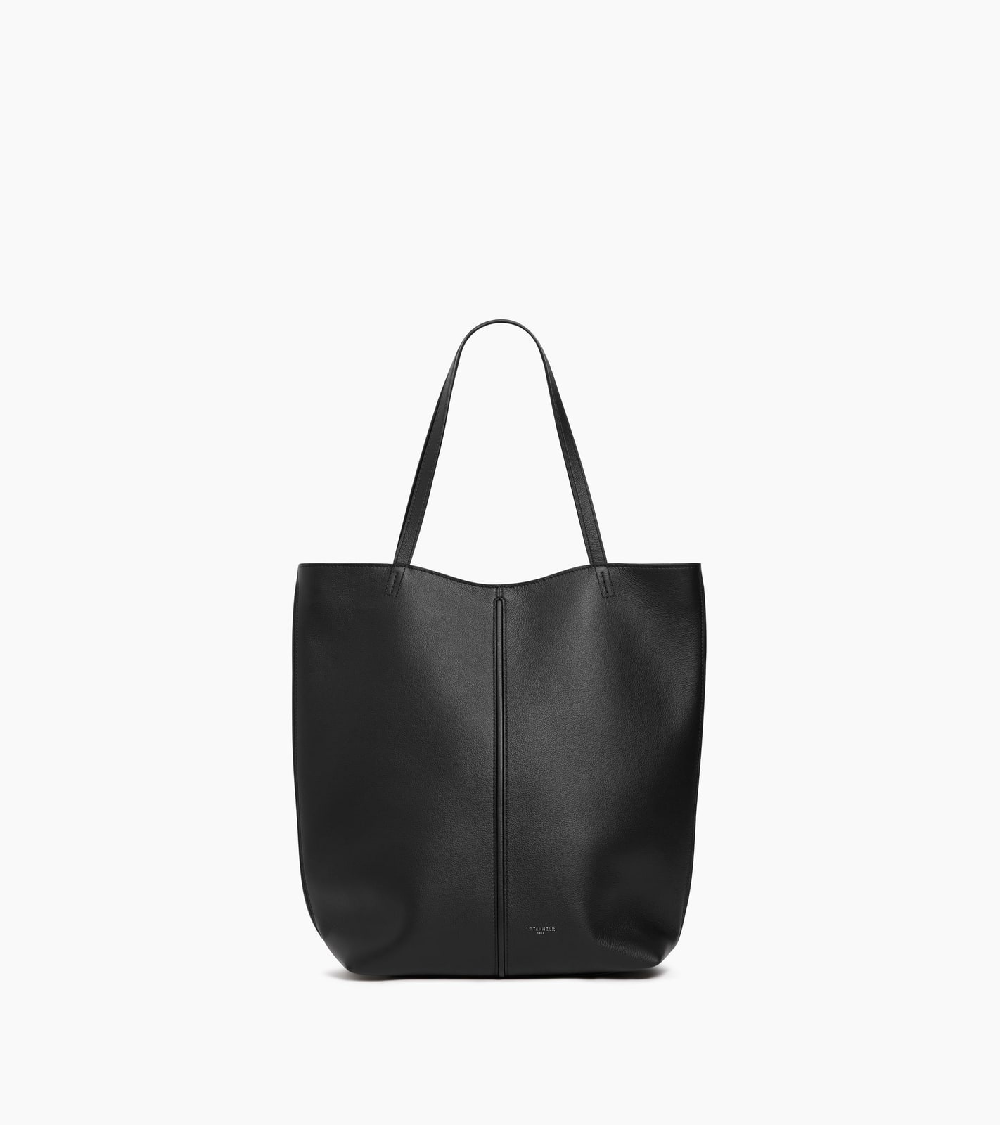Le Tanneur Sac cabas moyen modèle Hortense cuir grainé double face - Noir/Greige