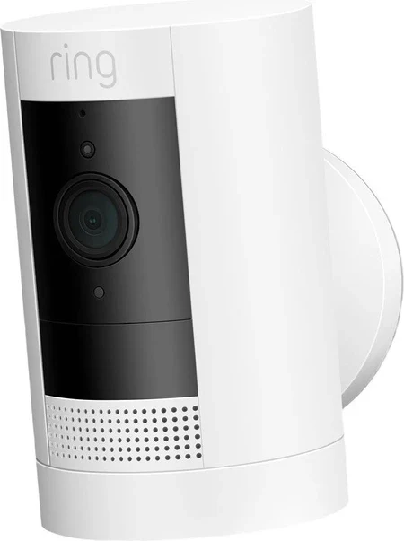 Ring Stick Up Cam Battery (3e génération) caméra intérieure/extérieure sur batterie 1080p / blanc (aussi noir) / unité sans panneau solaire